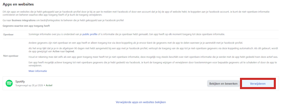 Gekoppelde webdiensten verwijderen Gekoppelde webdiensten verwijderen